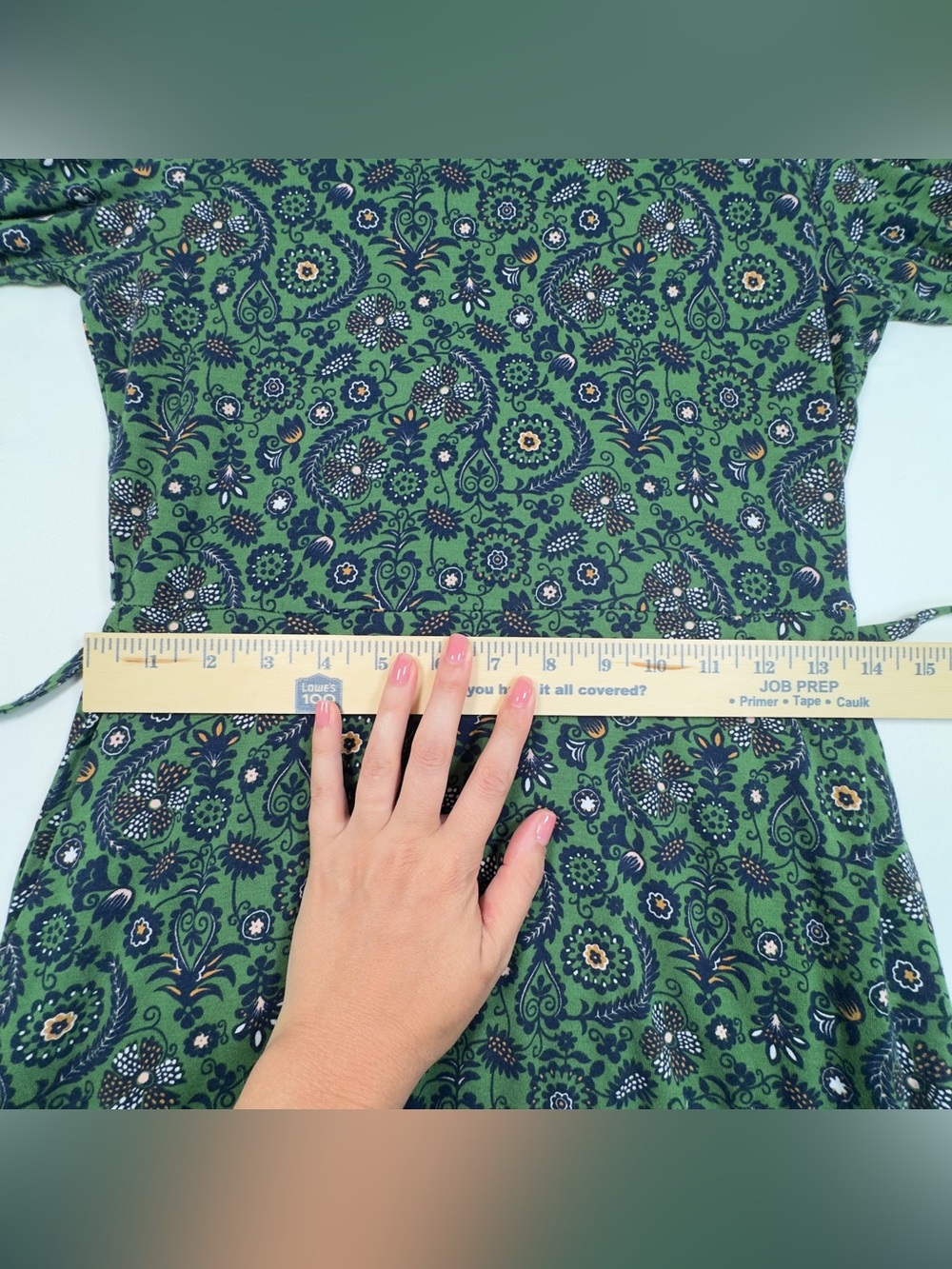 Boden Size 6 Green Paisley Floral Long Sleeve Midi Dress Self Tie Belt EcoVero - Picture 11 of 16
